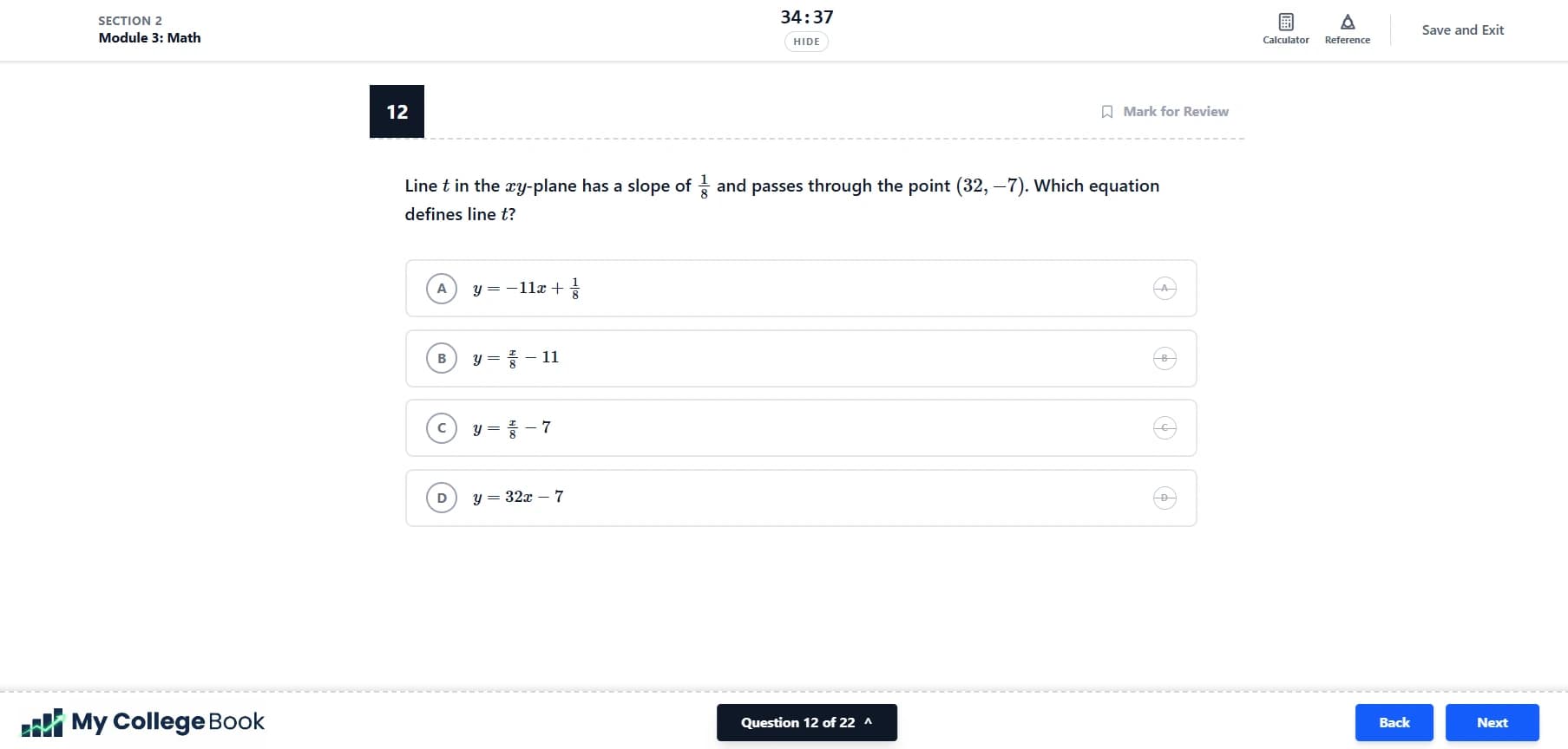 MyCollegeBook Digital SAT Interface